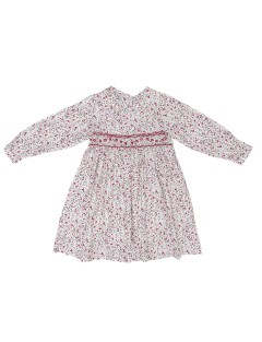 vestito in tessuto stampato con smock a MANICA LUNGA 