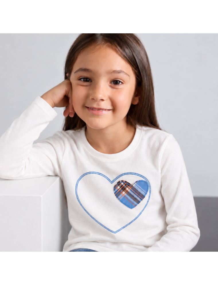 T-shirt in jersey con patch e ricamo cuore 