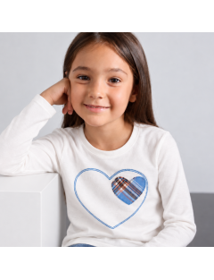 T-shirt in jersey con patch e ricamo cuore 