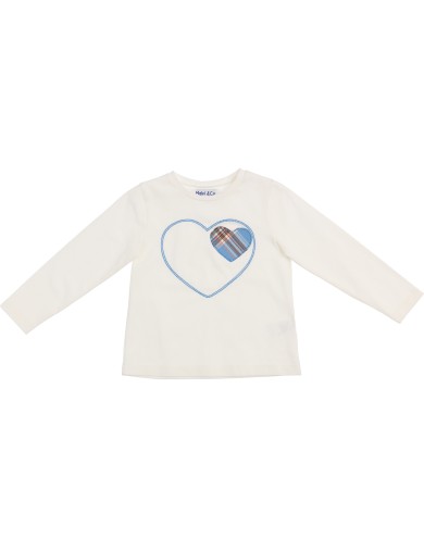 jersey T-shirt with heart patch and embroidery