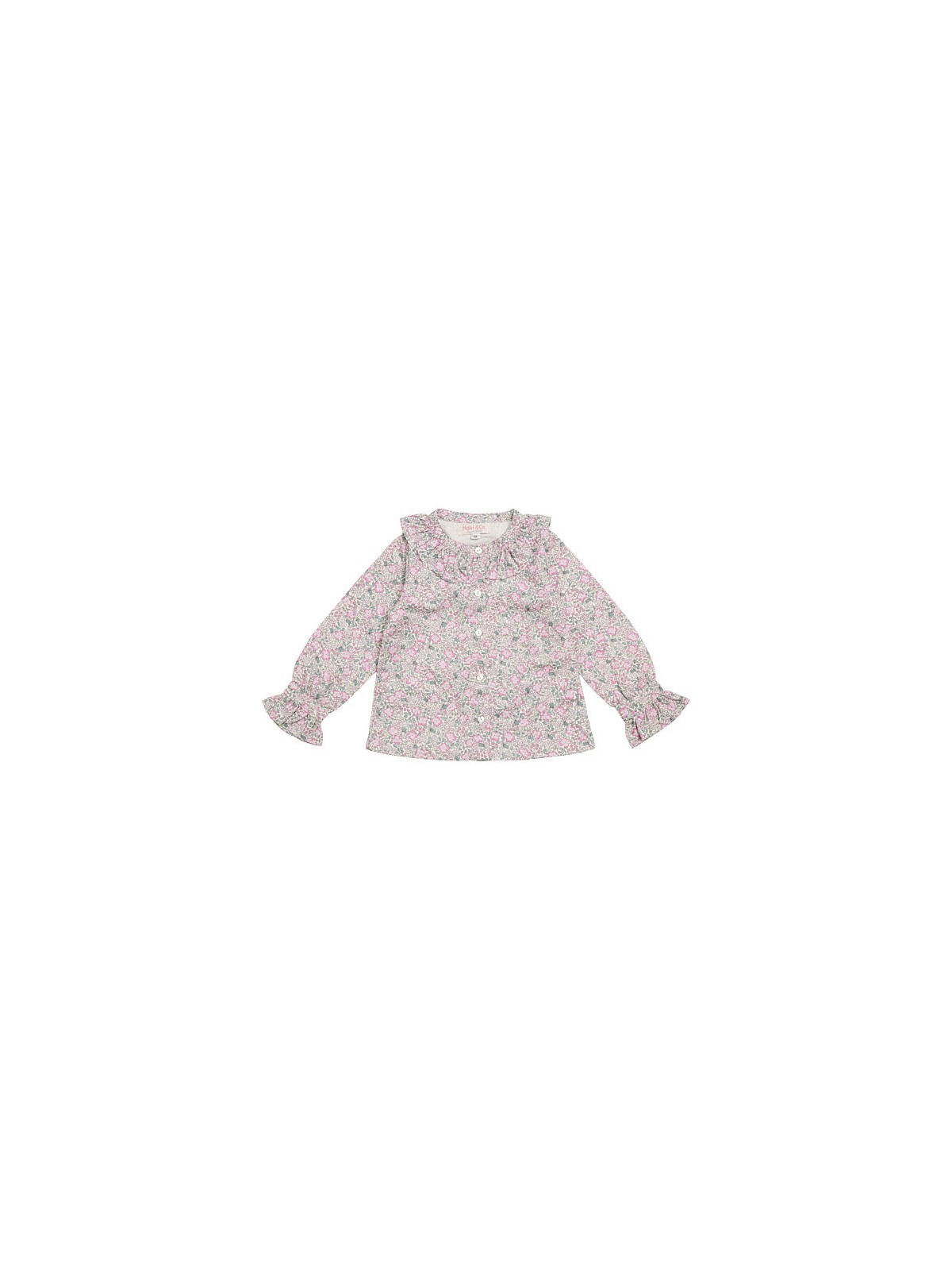 fashion printed twill shirt with frills