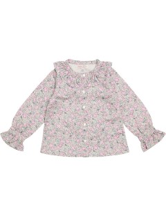 fashion printed twill shirt with frills