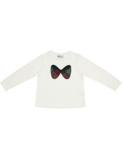 jersey T-shirt with tartan ribbon patch