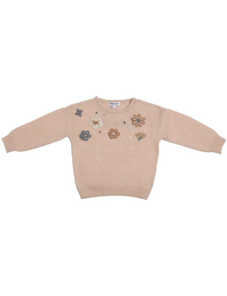 wool pullover with embroidered flowers