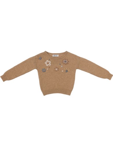 wool pullover with embroidered flowers