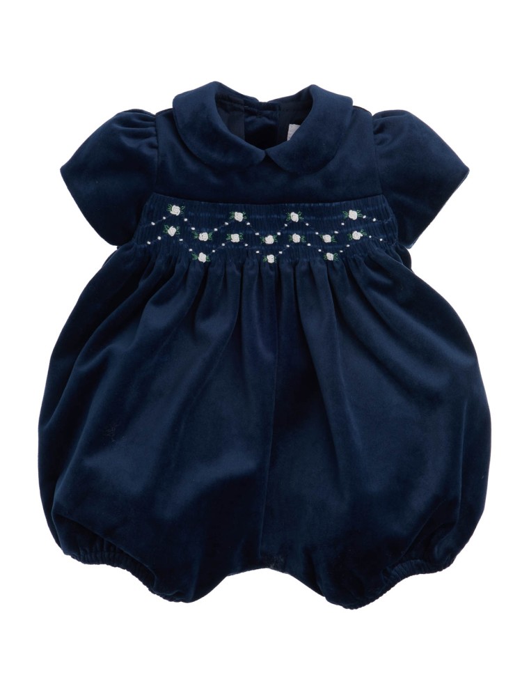 velvet romper with smock
