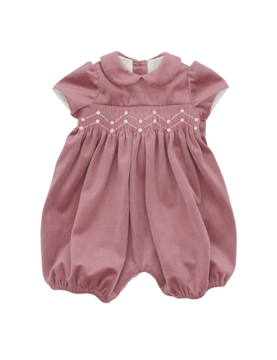 velvet romper with smock