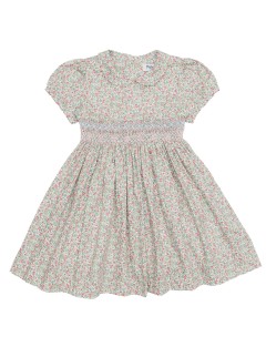 printed twill dress with smock