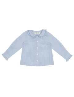 camicia a microrighe con smock sul colletto