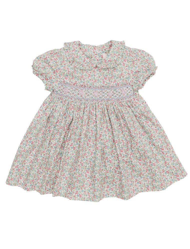 printed dress with smock