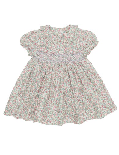 printed dress with smock