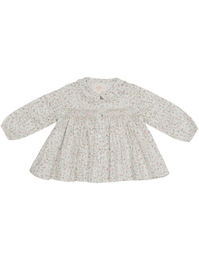 camicia in tessuto stampato con smock