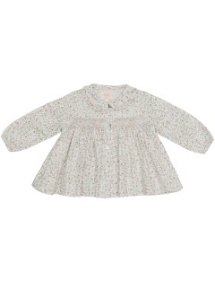 camicia in tessuto stampato con smock