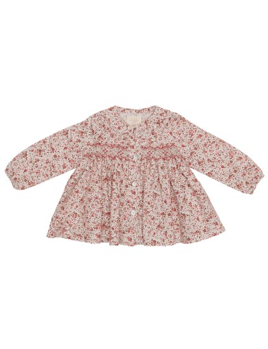 camicia in tessuto stampato con smock