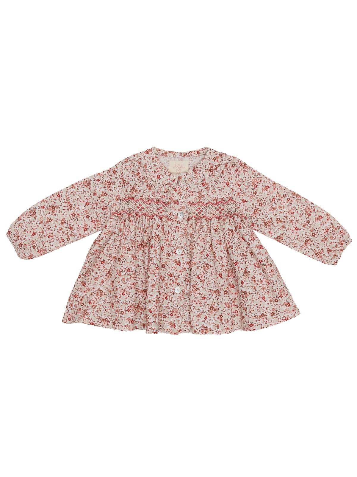 camicia in tessuto stampato con smock