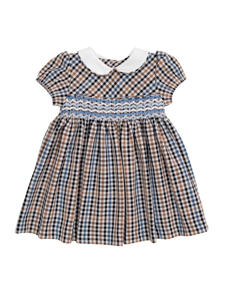 vestito in flanella a quadri con smock
