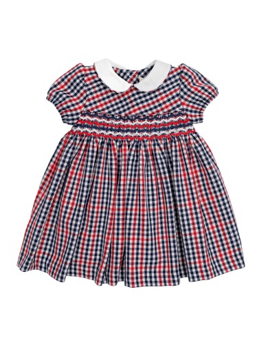 vestito in flanella a quadri con smock