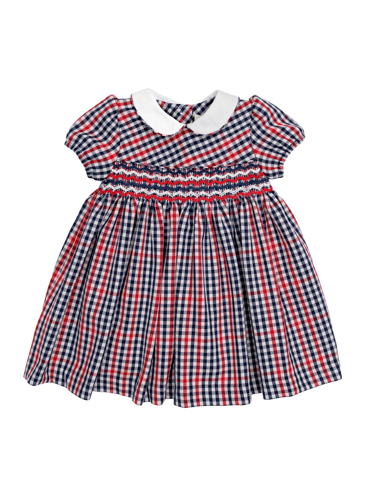 vestito in flanella a quadri con smock