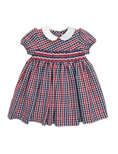 checked flannel dress with smock