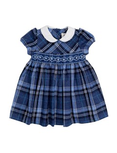 vestito in tartan con smock 