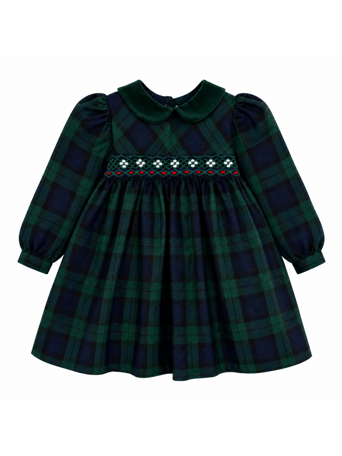 tartan dress with smock and long sleeves