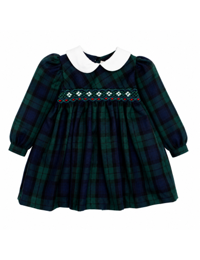 tartan dress with smock and long sleeves