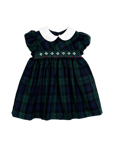 vestito in tartan con smock