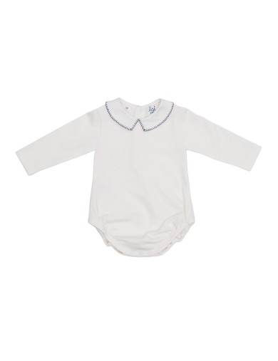 body in jersey con ricamo sul colletto