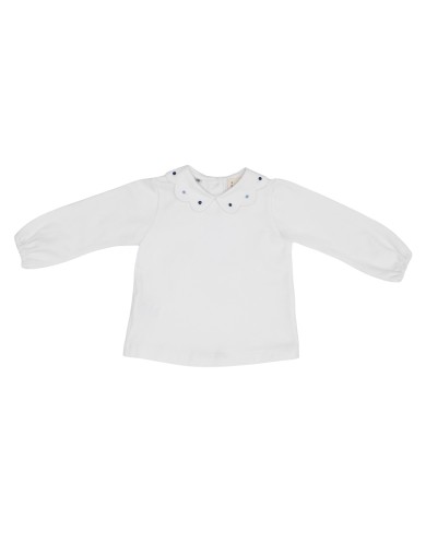 polo in jersey con cappe e ricamo pallini