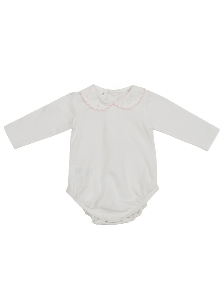 jersey body with scalops and dot embroidery on the collar