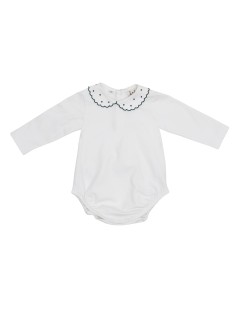 jersey body with scalops and dot embroidery on the collar