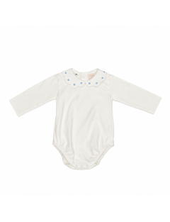 body in jersey con ricamo cuori sul colletto