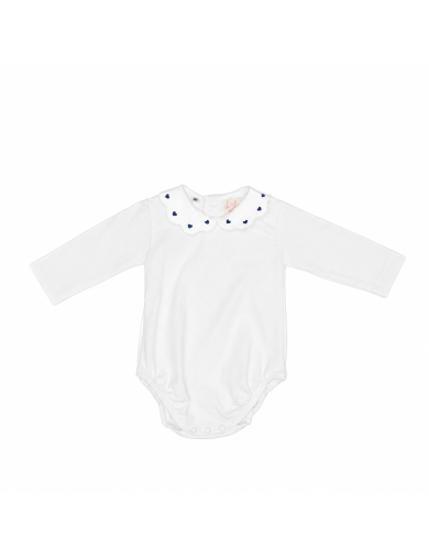 body in jersey con ricamo cuori sul colletto