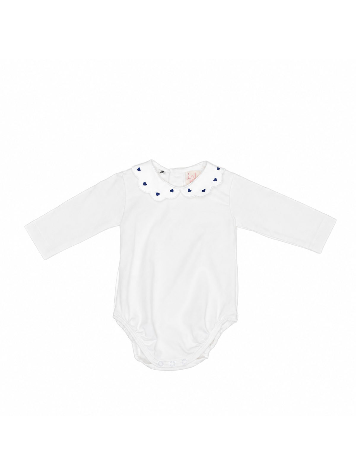 body in jersey con ricamo cuori sul colletto