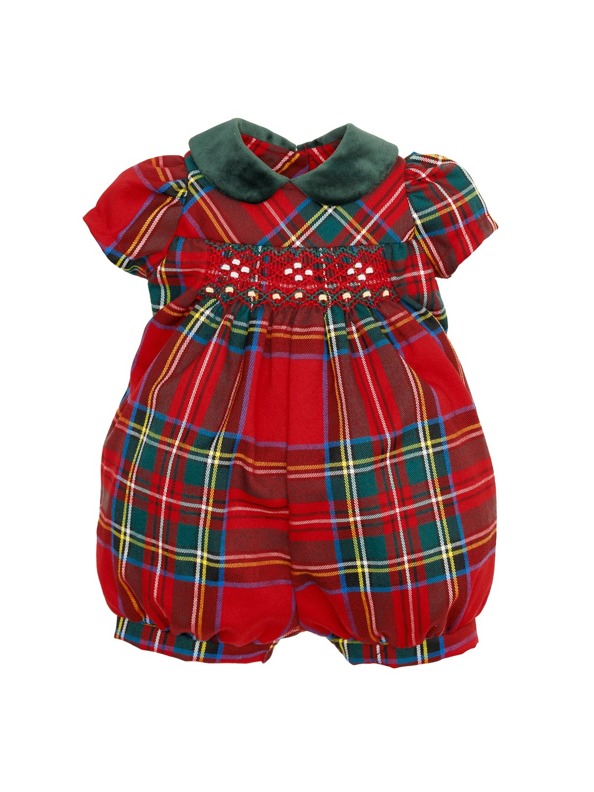 tartan romper with smock