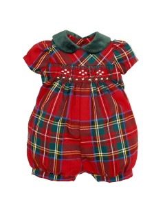 tartan romper with smock