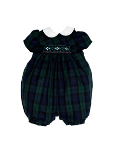 tartan romper with smock