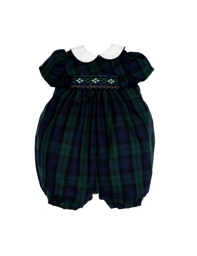 tartan romper with smock