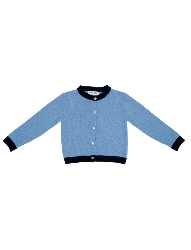 cardigan in lana/cashmere con bordi a contrasto