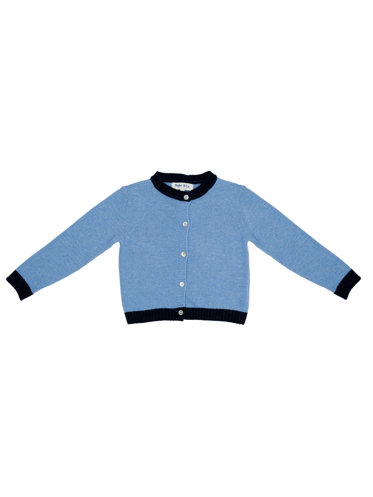 cardigan in lana/cashmere con bordi a contrasto