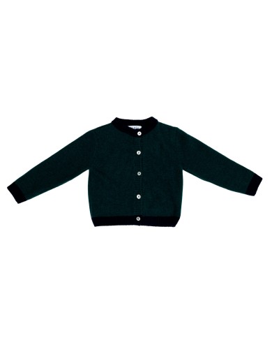 cardigan in lana/cashmere con bordi a contrasto