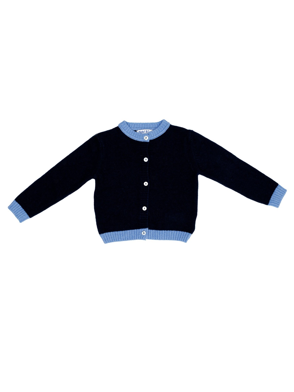 wool/cashmere cardigan with edges in contrast