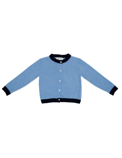 cardigan in lana/cashmere con bordi a contrasto