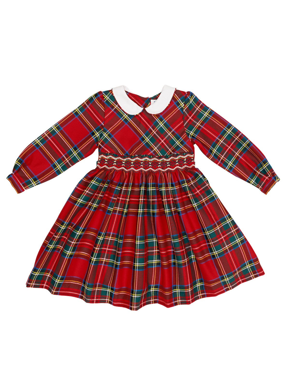 tartan dress with smock and long sleeves