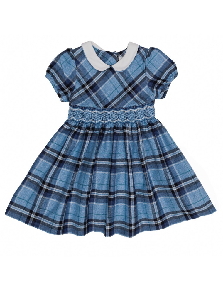 vestito in tartan con smock 