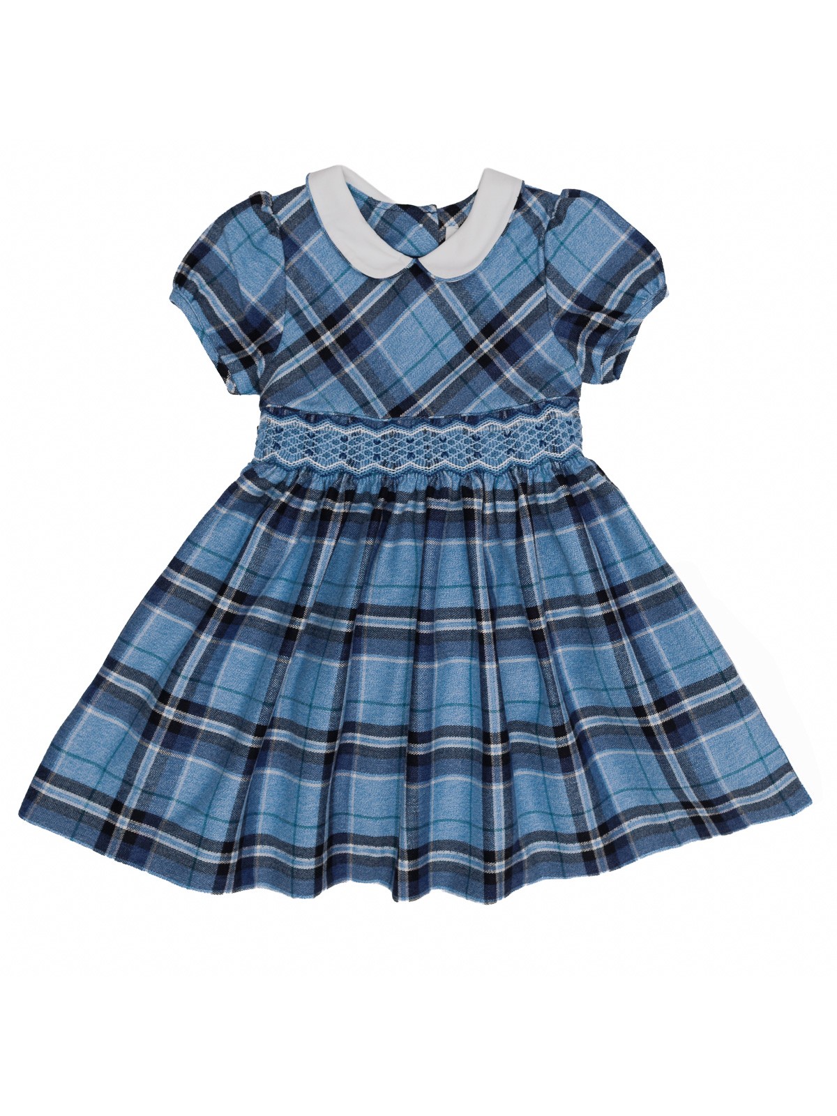 vestito in tartan con smock 
