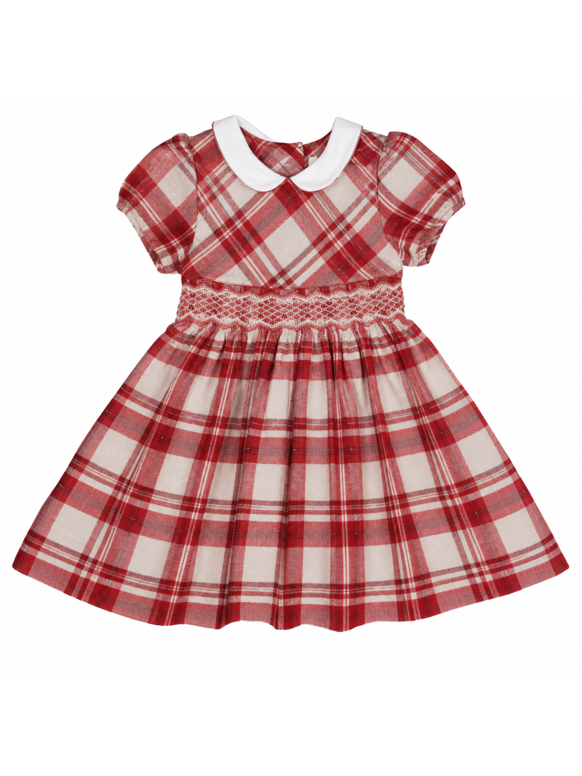 vestito in tartan con smock 