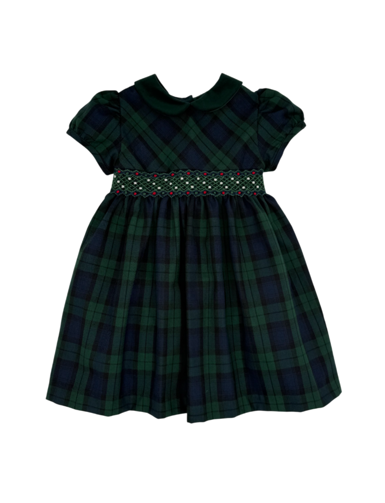 vestito in tartan con smock