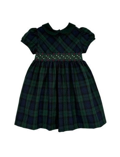 vestito in tartan con smock