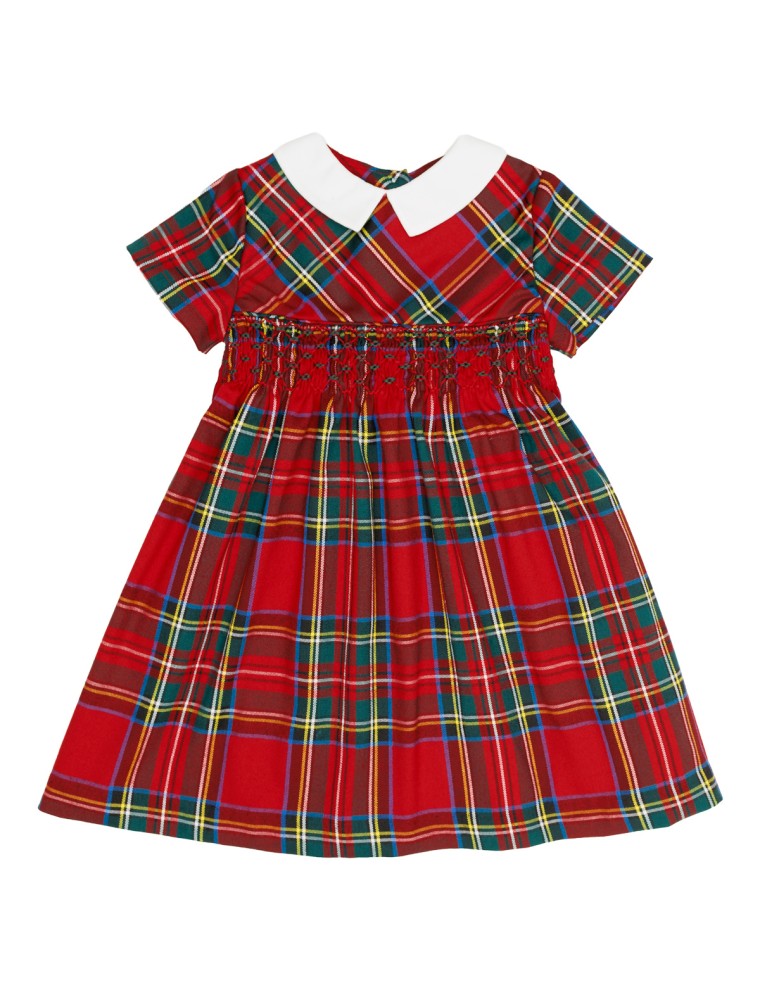 vestito in tartan con smock